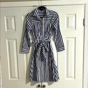 J. Crew Blue and White Stripped Shirt Dress